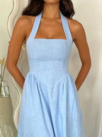 Black Ruched Halter Neck Midi Dress Sleek & Sophisticated Dress For Women