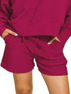 Zenana Ribbed Round Neck Pullover and Shorts Set THRIXINE