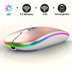 Wireless Rechargeable LED Backlit Gaming Mouse with 2.4G/5.2G Dual Mode, Ultra-Thin, Silent, Universal Compatibility for Laptops, Desktops, and Tablets Lootquake LLC