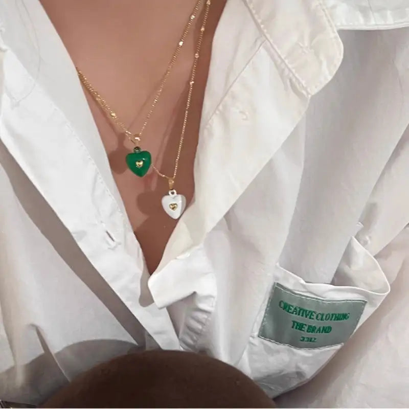 Colored Loving Heart Sweet Cool Necklace Light Luxury Minority Fashion Lootquake LLC
