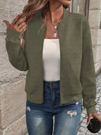 Texture Zip-Up Bomber Jacket