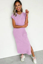 Carrot Mineral Wash Pocketed T-shirt Dress