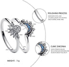 Sun And Moon Rings Couple Rhinestones Ring For Love Valentine's Day Jewelry