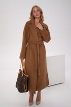 Cambridge Comfort Wraparound Wool Cashmere Coat in Dark Camel - SJB-DIAMOND ELITES