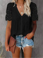 Shirt with Lace and V-neck Emily Pi-Mart