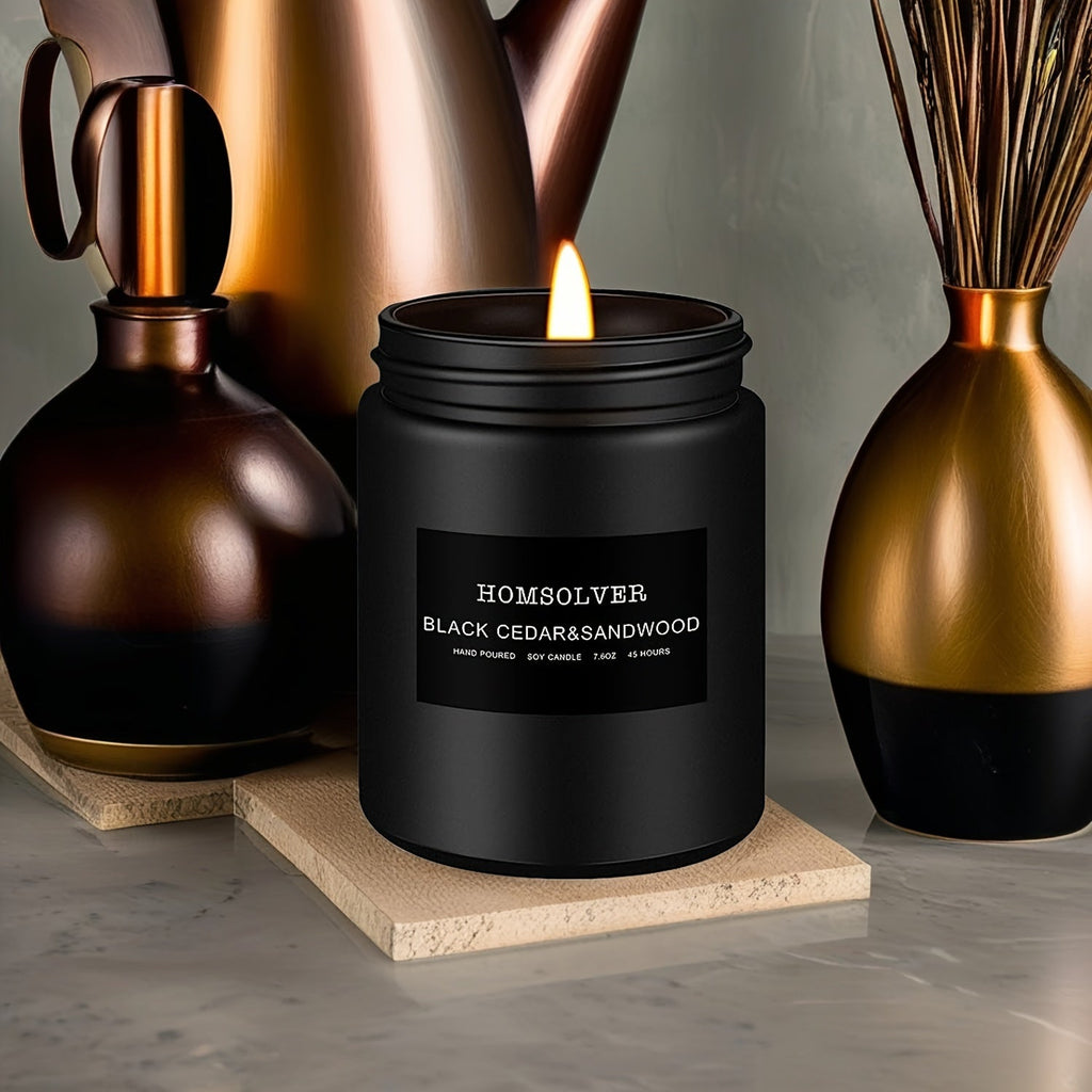 Scented Candle, Black Cedar and Sandalwood Candle for Men, Scented Candle for Home, Scented Soy Candle, 50 Hour Burn, Ideal Gift for Men
