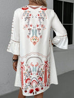 Exquisite Summer Feminine Lace Detail Printed Dress Chic Midi Lightweight Dress Stevvex