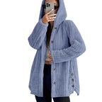 Hooded Loose Plush Coat Women's Regular Sleeve Pi-Mart