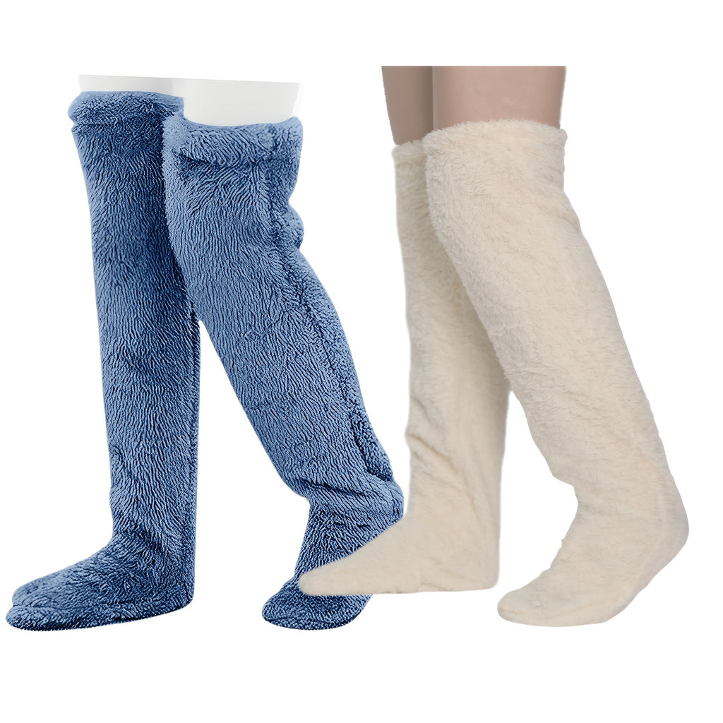 Cozy Couple's Thigh-High Fuzzy Socks - Warm, Durable Knit Over-The-Knee Stockings, Easy-Care Solid Hosiery Lootquake LLC