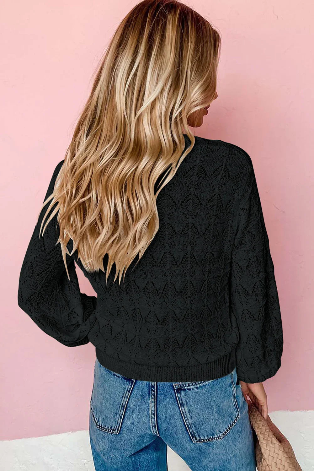 Green Lightweight Buttoned Front Crochet Cardigan