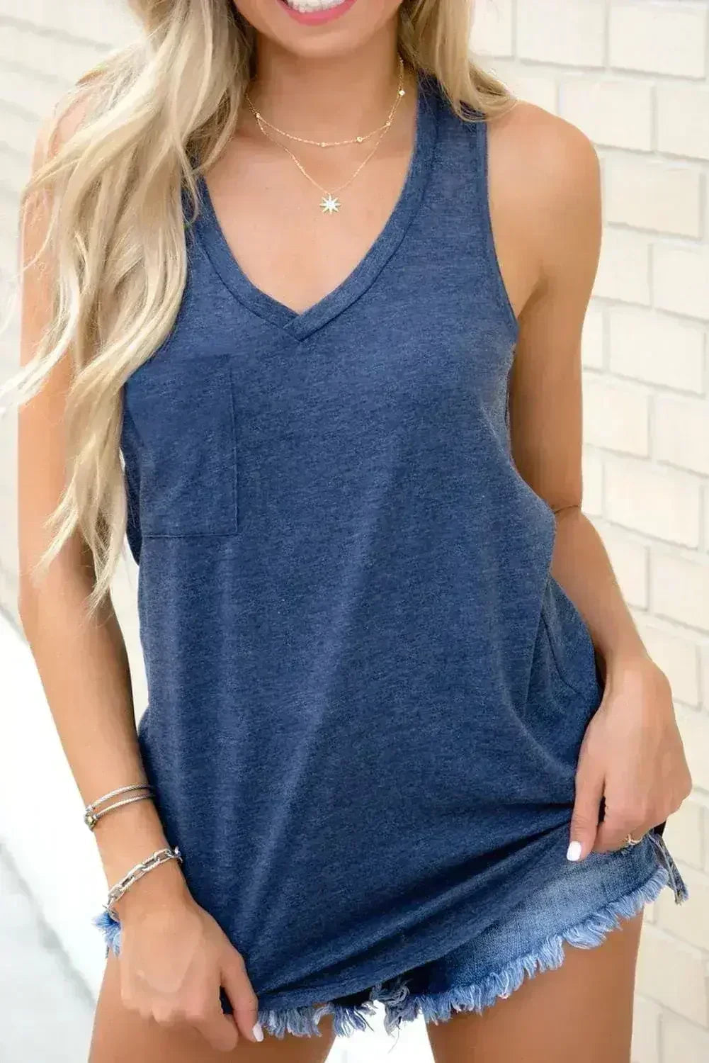 V Neck Racerback Tank Top with Pocket - SJB-DIAMOND ELITES