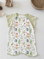 Bamboo Cotton Gauze Cute Animal Print Wearable Blanket, Summer Air Conditioning Sleep Robe