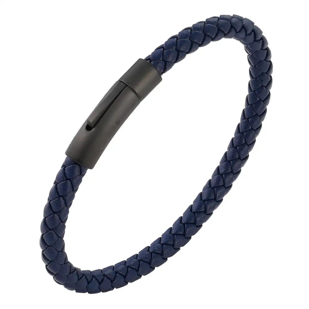 Woven Frosted Black Buckle Simple Leather Bracelet Lootquake LLC