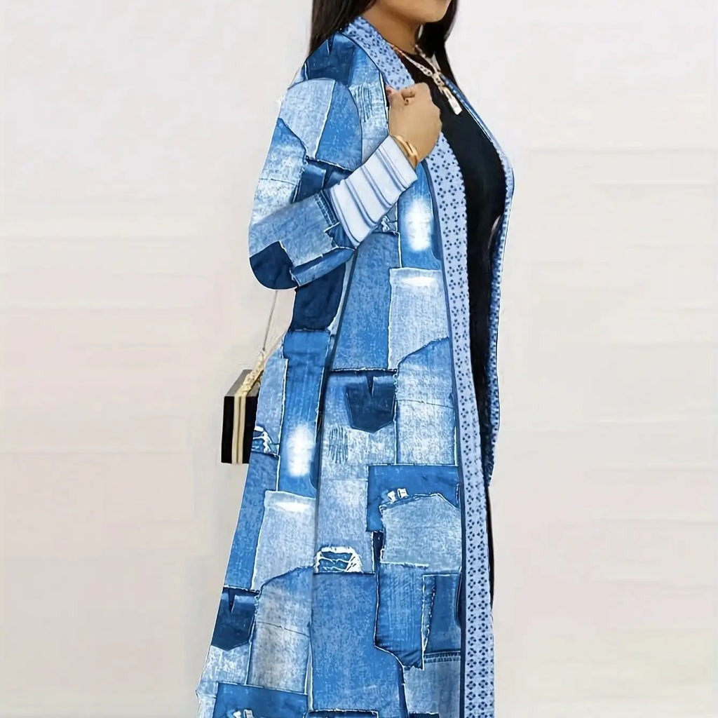 Women's Jacket Color Block Long Outer Sleeve Cardigan Casual Coat Open Front Coat Versatile Coat - SJB-DIAMOND ELITES