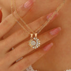 2pcs Necklace Sun And Moon Magnetic Pendant Clavicle Chain Necklace For Couple Lovers Pi-Mart