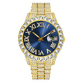 Steel Band Quartz Watch Full Diamond With Calendar