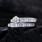 Baguette Zircon Row Diamond Ring Women's Silver