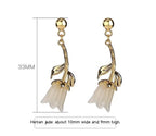 S925 Sterling Silver Gold-plated Jade Blue Bell Flower Stud Earrings