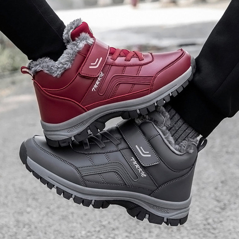 Winter Boots Women Men Warm Plush Velcro Snow Boots Climbing Hiking Shoes Pi-Mart