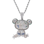 Hip Hop Personality Pendant Color Frog Copper Inlaid Zircon
