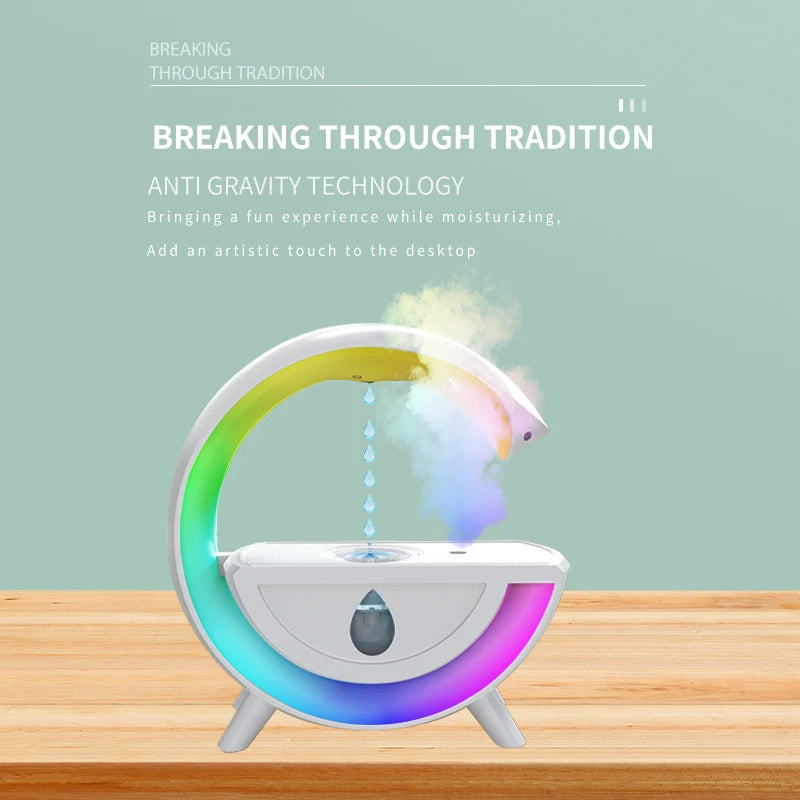 RGB Night Light Water Droplet Sprayer Anti-Gravity Air Humidifier 350ml Creative Home Office Mist Maker Diffuser Christmas Gift Pi-Mart