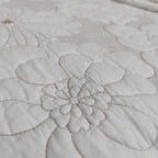 Cotton Thickened Pure White Beige Camellia Embroidery Three-piece Bed Cover Set Pi-Mart