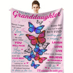 1pc Soft Flannel Butterfly Print Blanket, Warm Cozy Throw for Couch Bed Sofa, To My Granddaughter Lootquake LLC