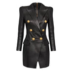 Women's PU Leather Blazer Dress 2025 - Slim Fit Office Suit, Minimalist Chic Work Attire Purplish Diva