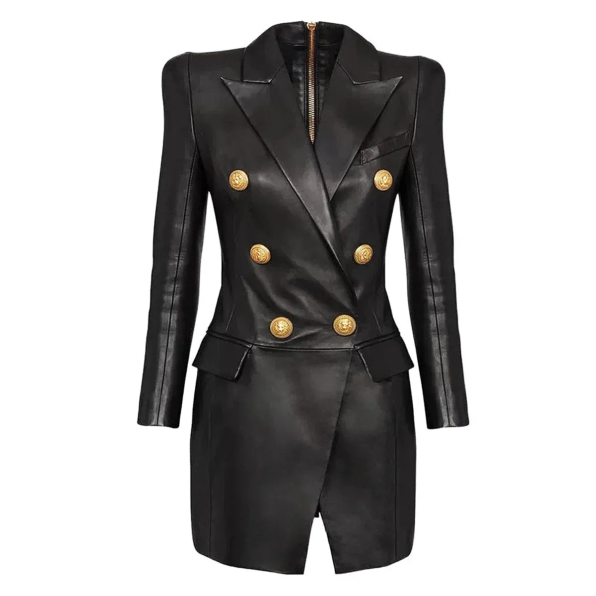 Women's PU Leather Blazer Dress 2025 - Slim Fit Office Suit, Minimalist Chic Work Attire Purplish Diva