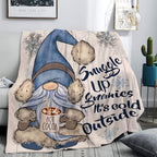 1pc Cozy Christmas Blue Gnome Printed Flannel Blanket - Soft, Warm, Multi-Purpose Shawl for Office, Home, Leg Cover - Perfect for Cold Winter Nights, Gift Idea