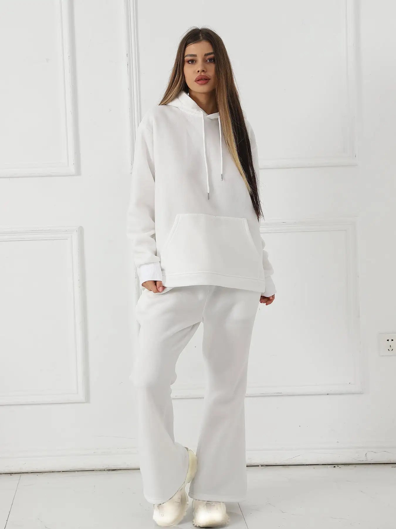 Women's Fashionable Casual Solid Color Long Sleeved Sweatshirt Set - SJB-DIAMOND ELITES