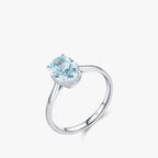 S925 Sterling Silver Light Ocean Blue Diamond-studded Ring Pi-Mart