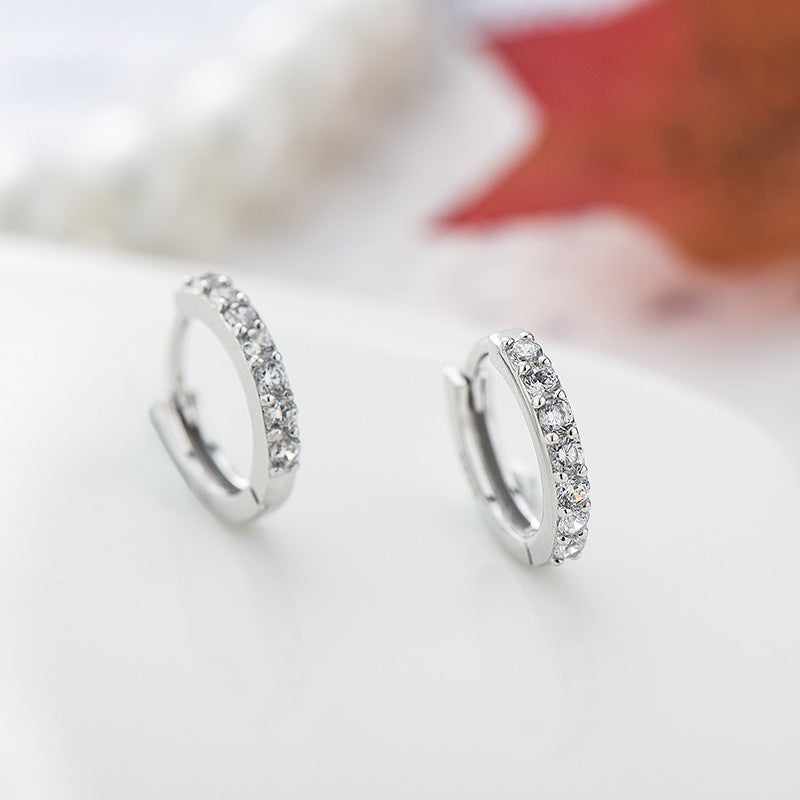 Sterling Silver Earring With Diamond - inlaid Colored Earring Earrings Pi-Mart