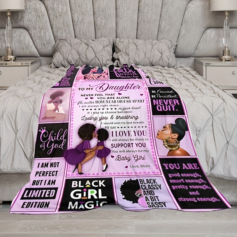 1pc To My Daughter Letter Blanket I Will Always Be There To Support You Love Mom, Women's Blanket Birthday Gift Winter Warm Blanket For Daughter Lootquake LLC