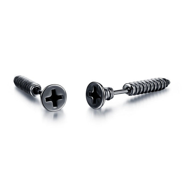 Small Black Punk Stud Earrings Pi-Mart