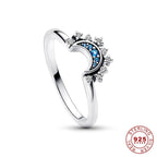 Celestial Blue Sparkling Moon And Sun Rings Pi-Mart