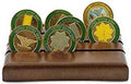 Military Challenge Coin Holder Stand (Walnut Wood - 4 Rows) The Military Gift Store