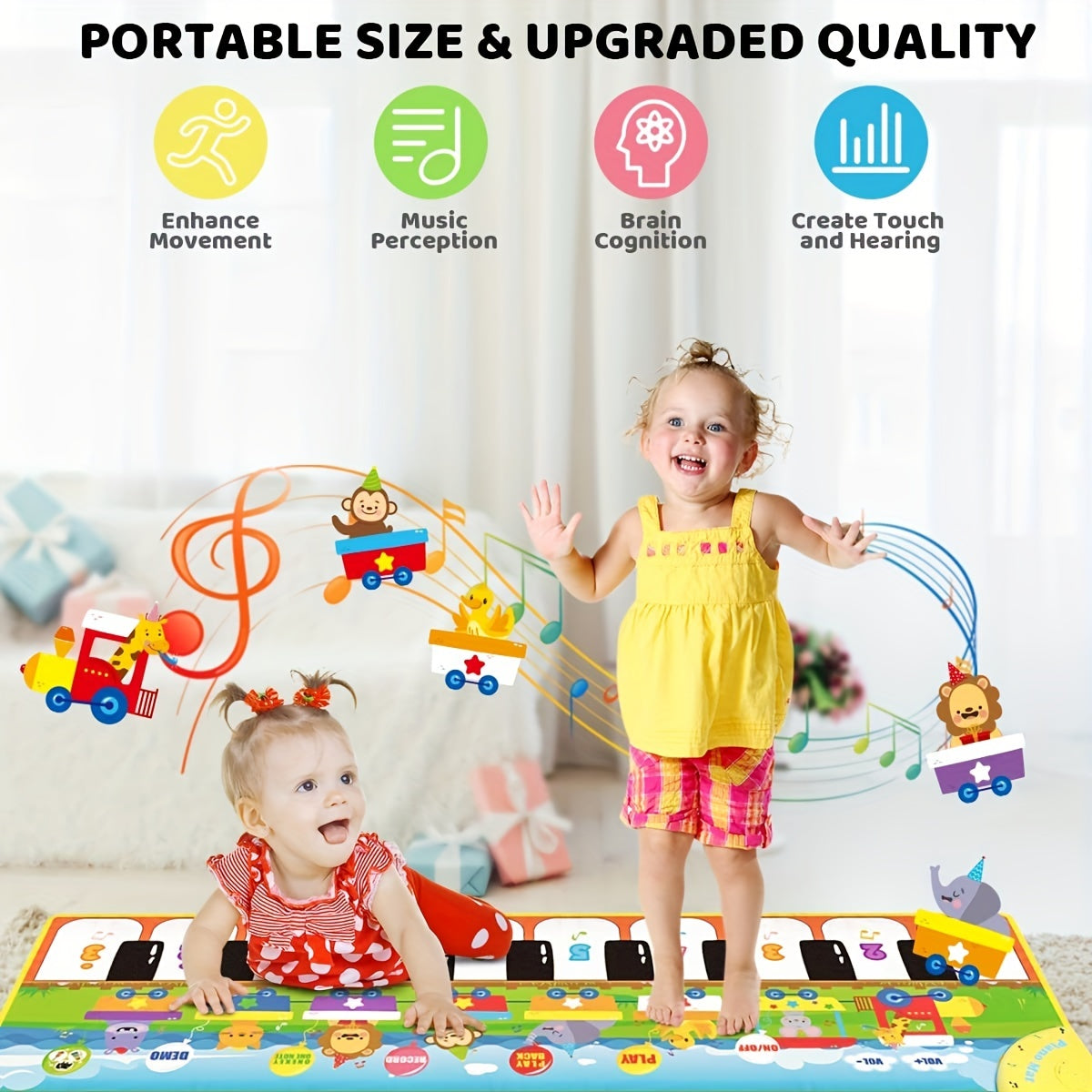 Musical Piano Mat for Kids, Floor Dance Toy with 10 Songs, 8 Animal Sounds, 5 Modes. Children'S Keyboard Blanket Music Touch Game Mat, Music Early Education Toy, Halloween Christmas Gift for Winter Lootquake LLC