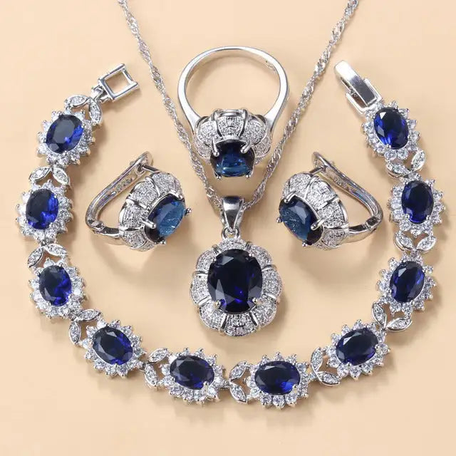 Earrings Necklace And Ring For Women 4 PCs Set
