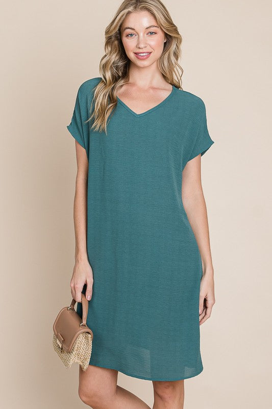 V-Neck Short Sleeve Dress with Pockets – Casual, Comfortable, Stylish and Practical V-Neck Dress with Convenient Pockets for Effortless Chic Stevvex