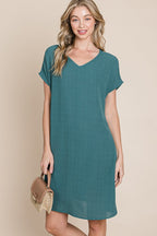 V-Neck Short Sleeve Dress with Pockets – Casual, Comfortable, Stylish and Practical V-Neck Dress with Convenient Pockets for Effortless Chic Stevvex
