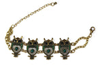 Handmade Gold Tone Owl Bracelet With Colorful Bead Drops