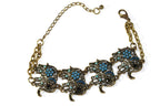 Colorful Bead Elephant Bracelet Gold Tone Antique Charm