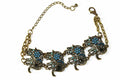 Colorful Bead Elephant Bracelet Gold Tone Antique Charm