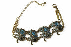 Colorful Bead Elephant Bracelet Gold Tone Antique Charm