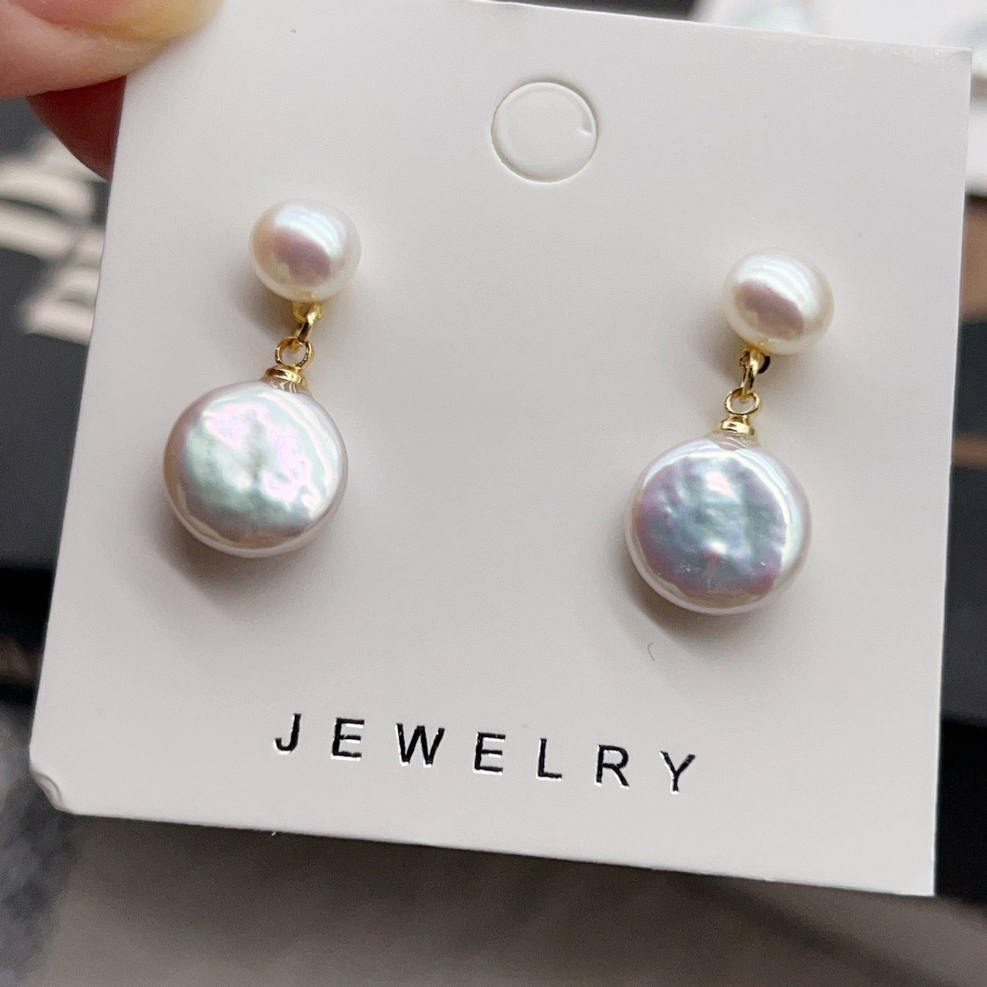 Classic Double Bead Baroque Stud Earrings Pi-Mart