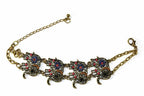 Colorful Bead Elephant Bracelet Gold Tone Antique Charm