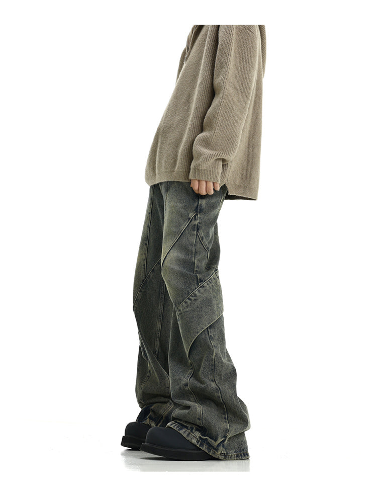 American Retro Distressed Yellow Mud Washed Jeans Lootquake LLC