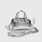 Retro crossbody bag, small square bag, small top handle purse metallic