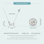 Sterling Silver Ornament S925 White Gold Plated Cute Sausage Dog Necklace Pi-Mart